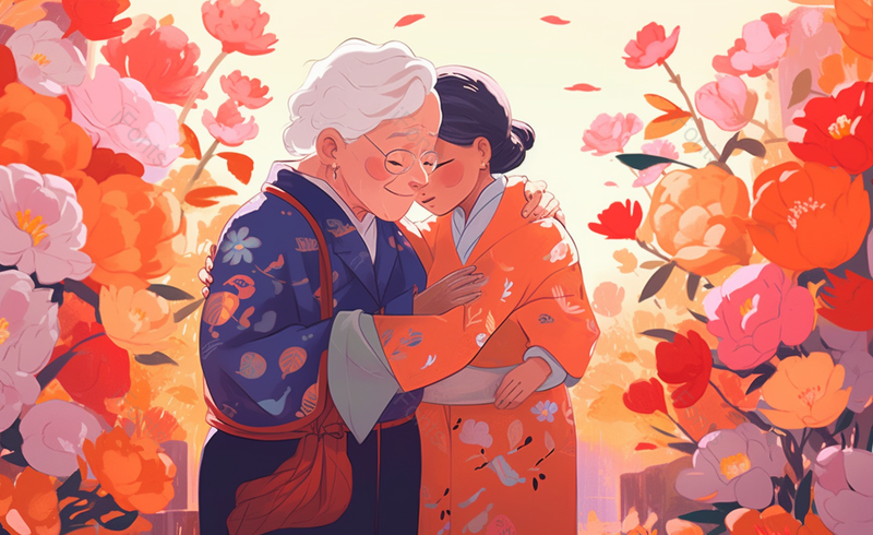 母亲节温馨拥抱牵手唯美场景靠在妈妈肩头的女儿,插画/手绘图,插画/手绘图库,插画/手绘图下载,插画/手绘